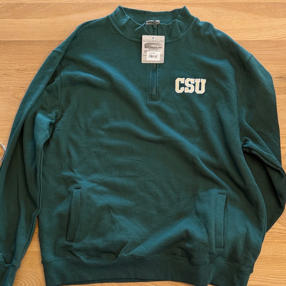 NWT CSU Green Men's Quarter Zip Sweatshirt